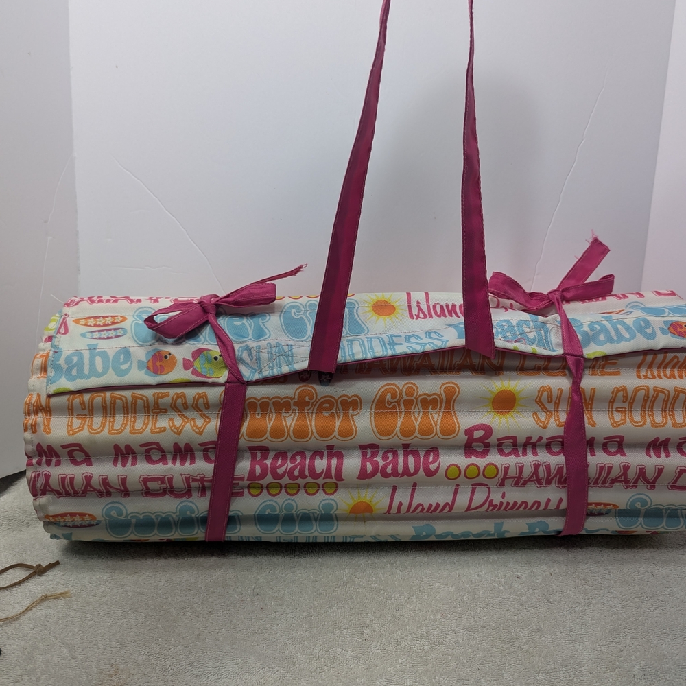 Colorful Beach Mat with Pink Straps